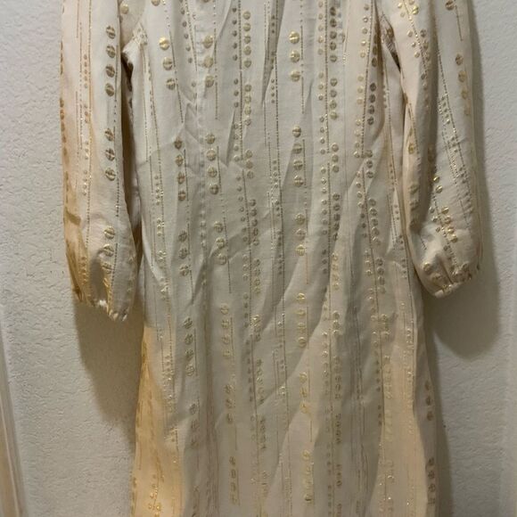 NWOT Tory Burch Ivory and Gold Threaded Tunic silk blend Dress size 6 - Picture 8 of 8